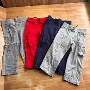Tommy Hilfiger sweats pants bundle, size 2T, four pairs, red, blue and gray